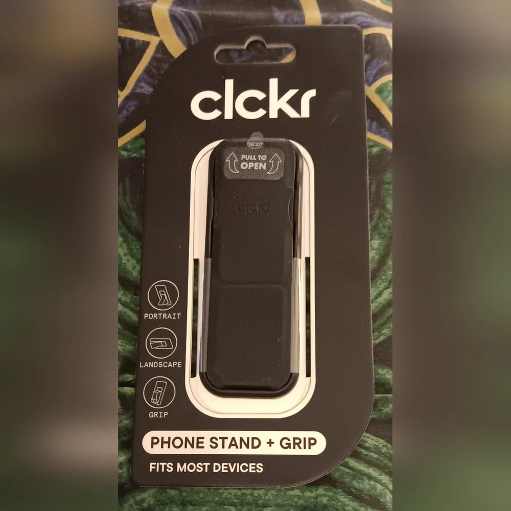 ClCKR Stand Grip Strap Kickstand Universal Phone Holder BLACK